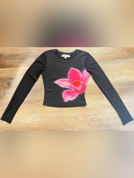 Madden Girl Tops - Sheer floral long sleeve with gems